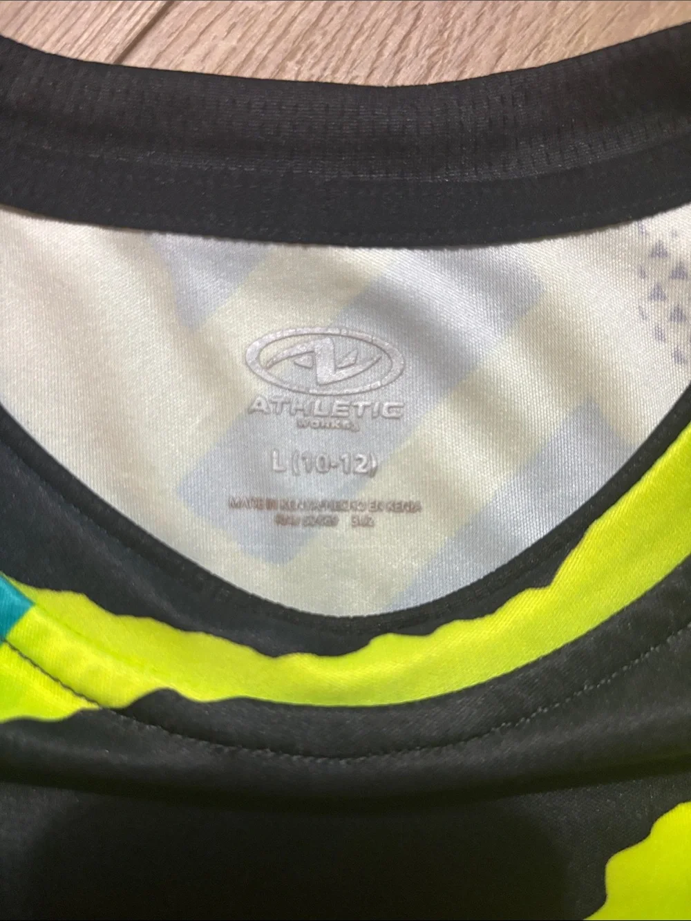 Athletic Works Black, Neon Green & Teal Kids' Swim Rash Guard